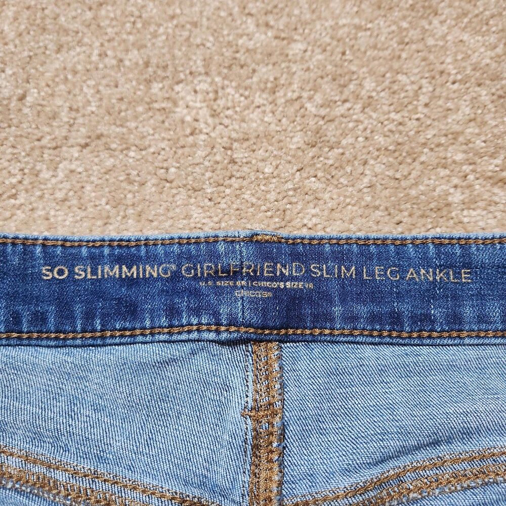 Chico's Women 8 So Slimming Girlfriend Slim Leg Ankle Mid Rise Jeans - Picture 4 of 10
